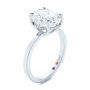 18k White Gold 18k White Gold Oval Moissanite And Diamond Engagement Ring - Three-Quarter View -  105715 - Thumbnail