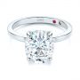 18k White Gold 18k White Gold Oval Moissanite And Diamond Engagement Ring - Flat View -  105715 - Thumbnail