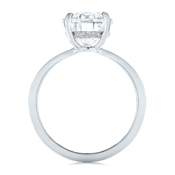 Platinum Platinum Oval Moissanite And Diamond Engagement Ring - Front View - 105715