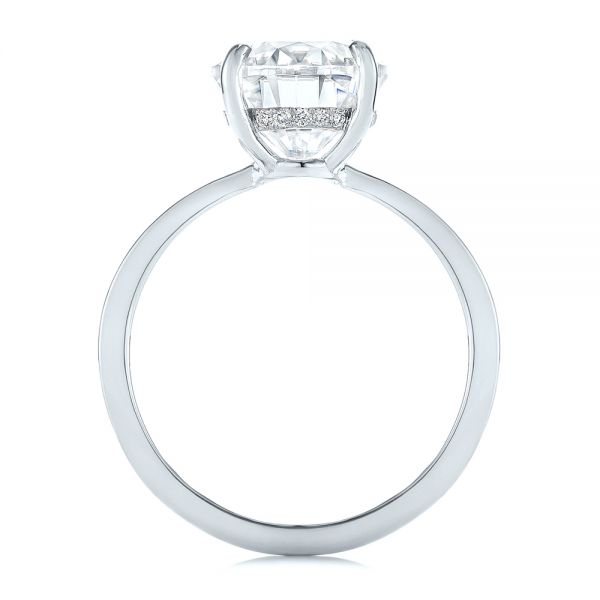  Platinum Platinum Oval Moissanite And Diamond Engagement Ring - Front View -  105715