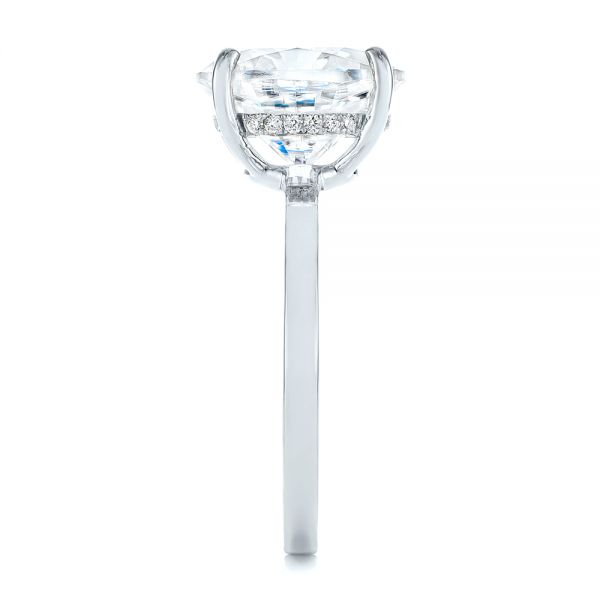 Platinum Platinum Oval Moissanite And Diamond Engagement Ring - Side View - 105715