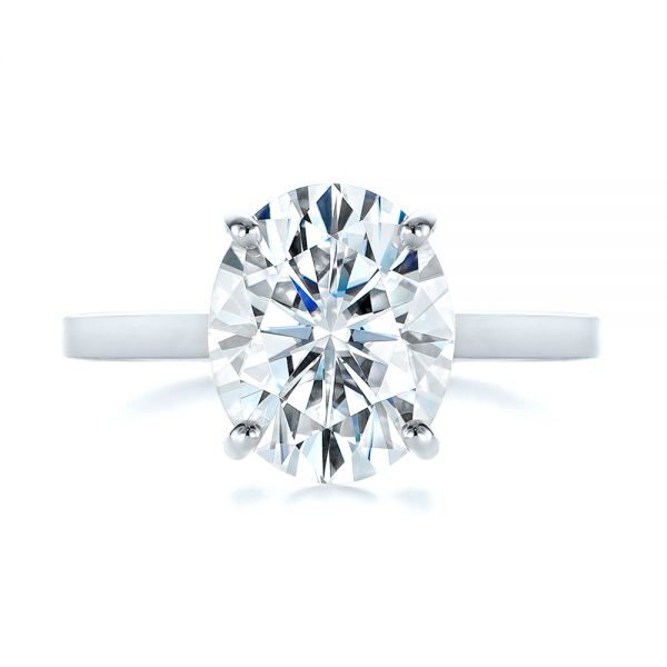  Platinum Platinum Oval Moissanite And Diamond Engagement Ring - Top View -  105715