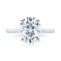 14k White Gold 14k White Gold Oval Moissanite And Diamond Engagement Ring - Top View -  105715 - Thumbnail