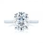 18k White Gold 18k White Gold Oval Moissanite And Diamond Engagement Ring - Top View -  105715 - Thumbnail