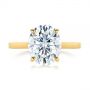 18k Yellow Gold 18k Yellow Gold Oval Moissanite And Diamond Engagement Ring - Top View -  105715 - Thumbnail