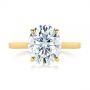 18k Yellow Gold 18k Yellow Gold Oval Moissanite And Diamond Engagement Ring - Top View -  105715 - Thumbnail