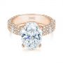 14k Rose Gold 14k Rose Gold Oval Pave Diamond Engagement Ring - Flat View -  105870 - Thumbnail