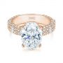 18k Rose Gold 18k Rose Gold Oval Pave Diamond Engagement Ring - Flat View -  105870 - Thumbnail