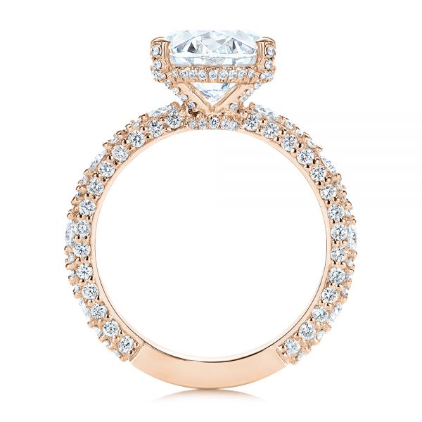14k Rose Gold 14k Rose Gold Oval Pave Diamond Engagement Ring - Front View -  105870