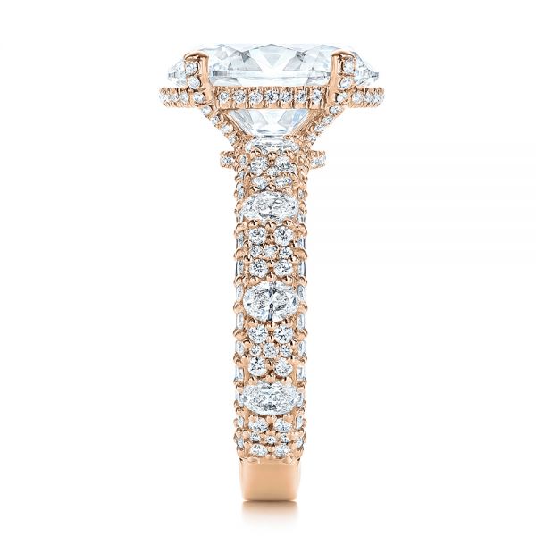 14k Rose Gold 14k Rose Gold Oval Pave Diamond Engagement Ring - Side View - 105870
