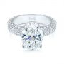  Platinum Oval Pave Diamond Engagement Ring - Flat View -  105870 - Thumbnail
