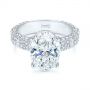 14k White Gold 14k White Gold Oval Pave Diamond Engagement Ring - Flat View -  105870 - Thumbnail