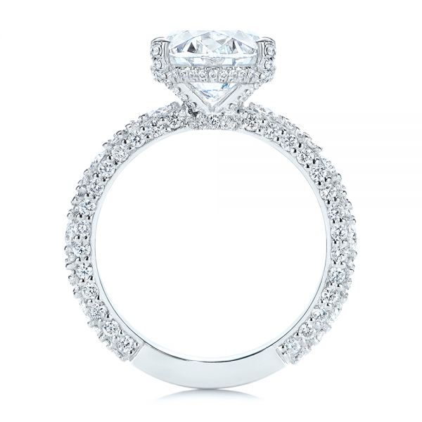 Platinum Oval Pave Diamond Engagement Ring - Front View - 105870