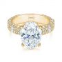 18k Yellow Gold 18k Yellow Gold Oval Pave Diamond Engagement Ring - Flat View -  105870 - Thumbnail