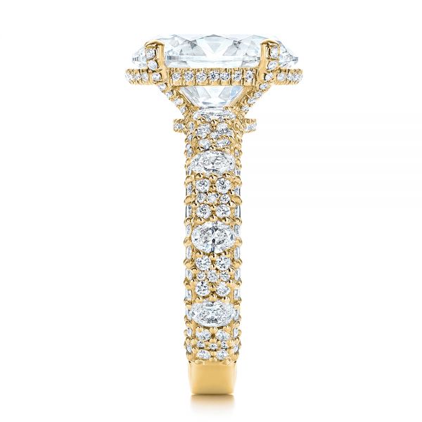 18k Yellow Gold 18k Yellow Gold Oval Pave Diamond Engagement Ring - Side View -  105870