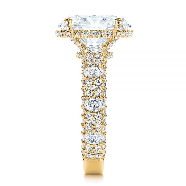 14k Yellow Gold 14k Yellow Gold Oval Pave Diamond Engagement Ring - Side View - 105870