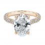14k Rose Gold 14k Rose Gold Oval Pave And Hidden Halo Diamond Engagement Ring - Flat View -  107606 - Thumbnail