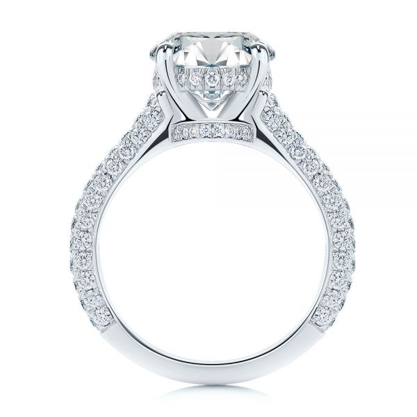  Platinum Oval Pave And Hidden Halo Diamond Engagement Ring - Front View -  107606