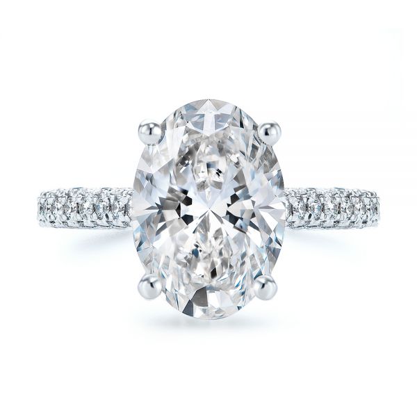  Platinum Oval Pave And Hidden Halo Diamond Engagement Ring - Top View -  107606