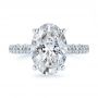  Platinum Oval Pave And Hidden Halo Diamond Engagement Ring - Top View -  107606 - Thumbnail