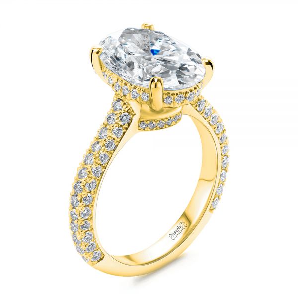 14k Yellow Gold 14k Yellow Gold Oval Pave And Hidden Halo Diamond Engagement Ring - Three-Quarter View -  107606