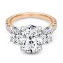 14k Rose Gold 14k Rose Gold Oval Trilogy Diamond Engagement Ring - Flat View -  107820 - Thumbnail