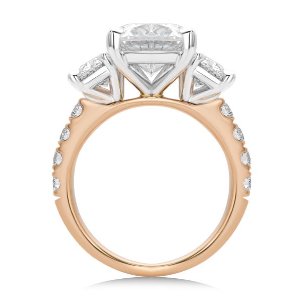 18k Rose Gold 18k Rose Gold Oval Trilogy Diamond Engagement Ring - Front View - 107820
