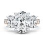 14k Rose Gold 14k Rose Gold Oval Trilogy Diamond Engagement Ring - Top View -  107820 - Thumbnail