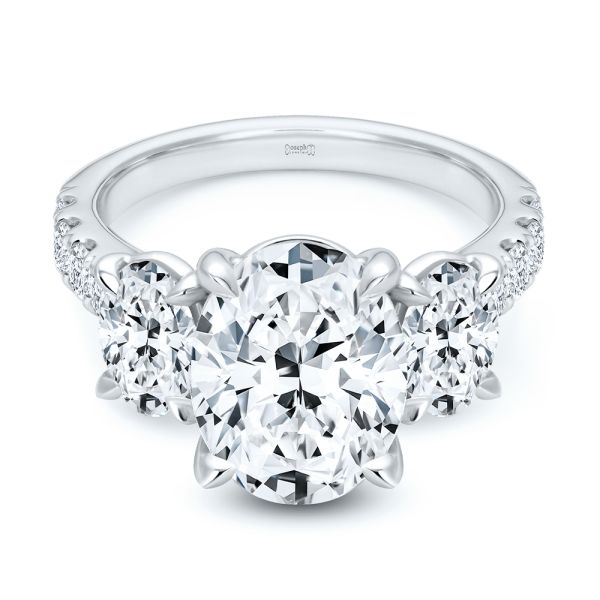 18k White Gold 18k White Gold Oval Trilogy Diamond Engagement Ring - Flat View - 107820