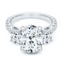 18k White Gold 18k White Gold Oval Trilogy Diamond Engagement Ring - Flat View -  107820 - Thumbnail