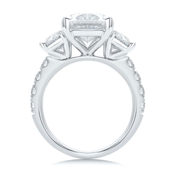 18k White Gold 18k White Gold Oval Trilogy Diamond Engagement Ring - Front View - 107820