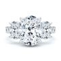 18k White Gold 18k White Gold Oval Trilogy Diamond Engagement Ring - Top View -  107820 - Thumbnail