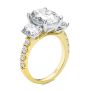 14k Yellow Gold Oval Trilogy Diamond Engagement Ring - Three-Quarter View -  107820 - Thumbnail