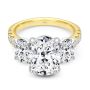 14k Yellow Gold Oval Trilogy Diamond Engagement Ring - Flat View -  107820 - Thumbnail