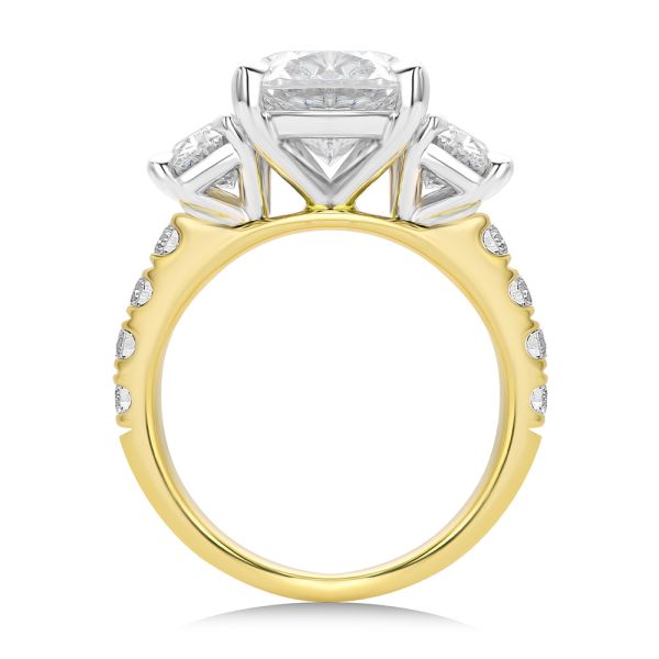 14k Yellow Gold Oval Trilogy Diamond Engagement Ring - Front View - 107820