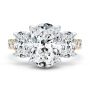 14k Yellow Gold Oval Trilogy Diamond Engagement Ring - Top View -  107820 - Thumbnail