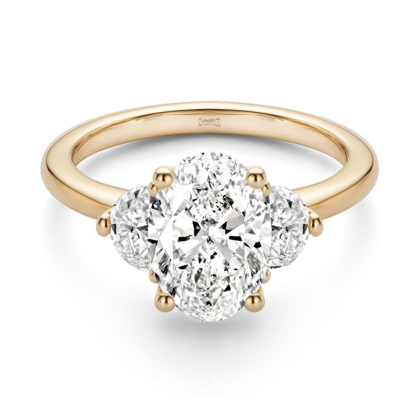 14k Rose Gold 14k Rose Gold Oval And Half Moon Diamond Engagement Ring - Flat View -  108315 - Thumbnail