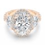18k Rose Gold 18k Rose Gold Oval And Half Moon Diamond Engagement Ring - Flat View -  108367 - Thumbnail