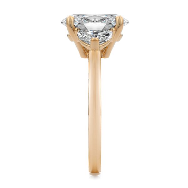 14k Rose Gold 14k Rose Gold Oval And Half Moon Diamond Engagement Ring - Side View -  108315 - Thumbnail