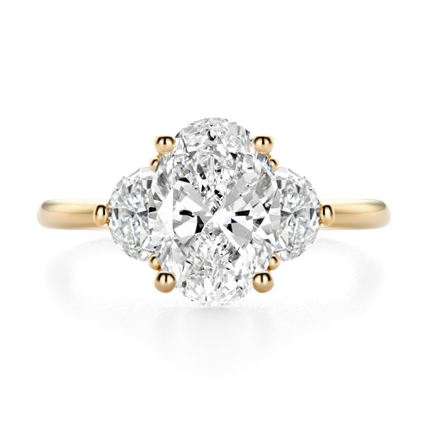 14k Rose Gold 14k Rose Gold Oval And Half Moon Diamond Engagement Ring - Top View -  108315 - Thumbnail