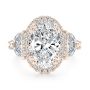 18k Rose Gold 18k Rose Gold Oval And Half Moon Diamond Engagement Ring - Top View -  108367 - Thumbnail