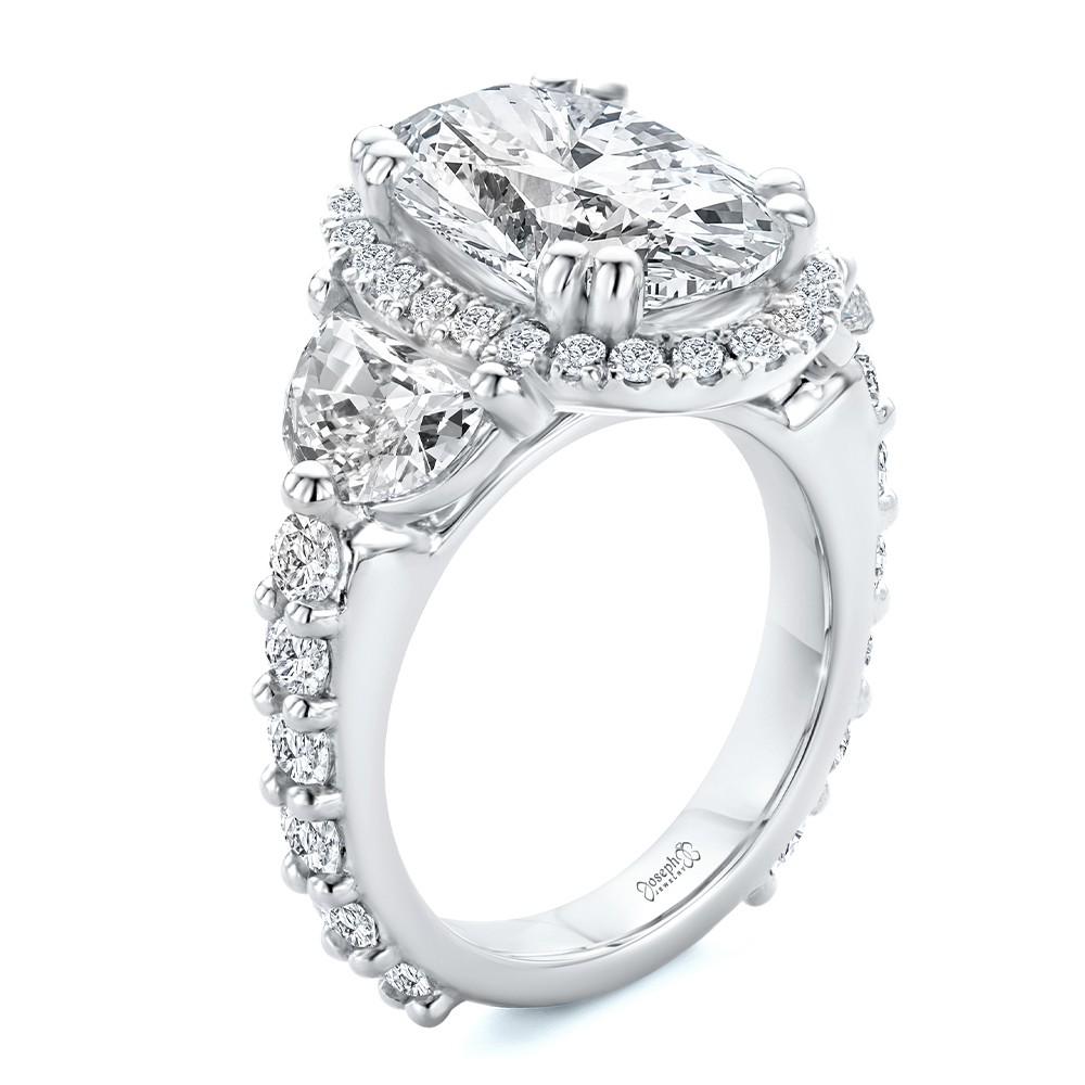 Oval and Half Moon Diamond Engagement Ring - Image