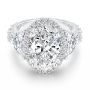  Platinum Oval And Half Moon Diamond Engagement Ring - Flat View -  108367 - Thumbnail