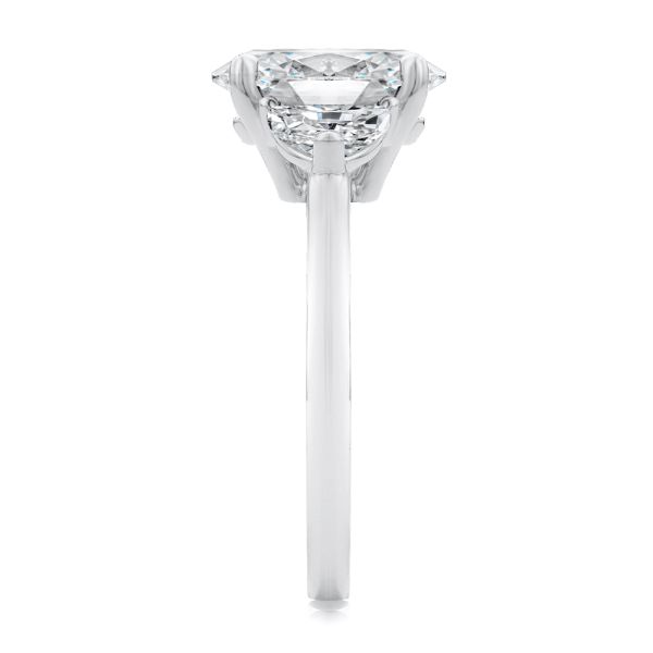  Platinum Platinum Oval And Half Moon Diamond Engagement Ring - Side View -  108315 - Thumbnail