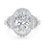  Platinum Oval And Half Moon Diamond Engagement Ring - Top View -  108367 - Thumbnail