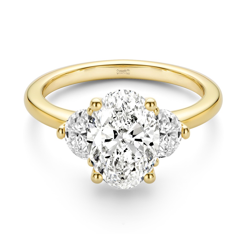 Oval And Half Moon Diamond Engagement Ring - Flat View -  108315