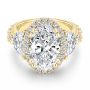 14k Yellow Gold 14k Yellow Gold Oval And Half Moon Diamond Engagement Ring - Flat View -  108367 - Thumbnail