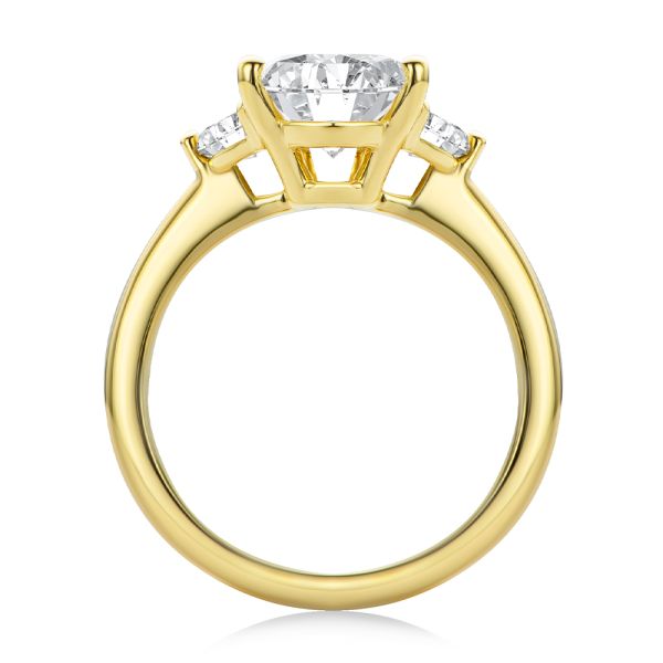 Oval And Half Moon Diamond Engagement Ring - Front View -  108315 - Thumbnail