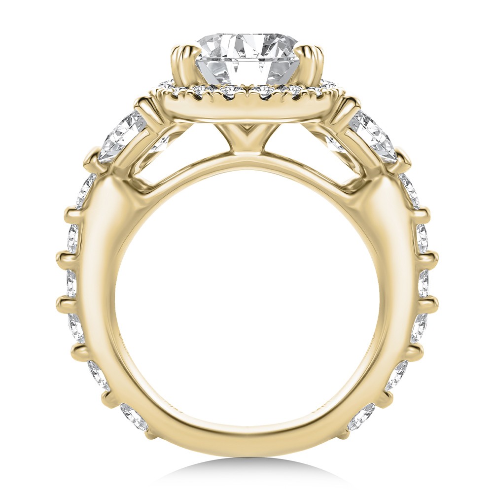 14k Yellow Gold 14k Yellow Gold Oval And Half Moon Diamond Engagement Ring - Front View -  108367