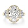 14k Yellow Gold 14k Yellow Gold Oval And Half Moon Diamond Engagement Ring - Top View -  108367 - Thumbnail